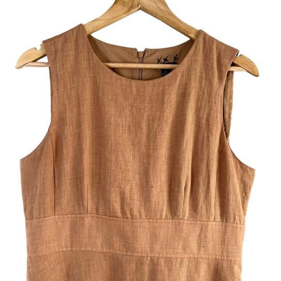 Ann Taylor Linen Sleeveless Sheath Dress with‎ Pockets in Tan, Size 6 - Picture 3 of 11